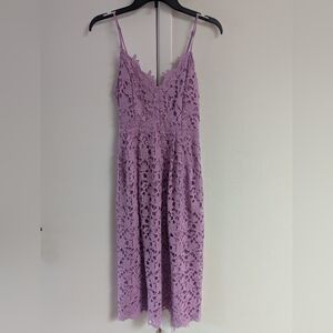 Astr Purple V-Neck Sleeveless Midi Dress